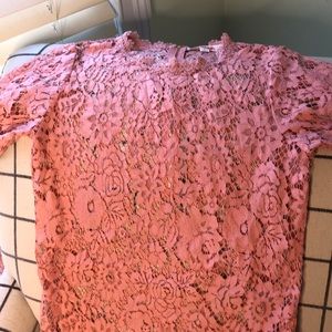 Peach lace long-sleeve top